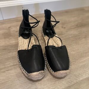 Eileen Fisher Black Lace-Up Espadrilles